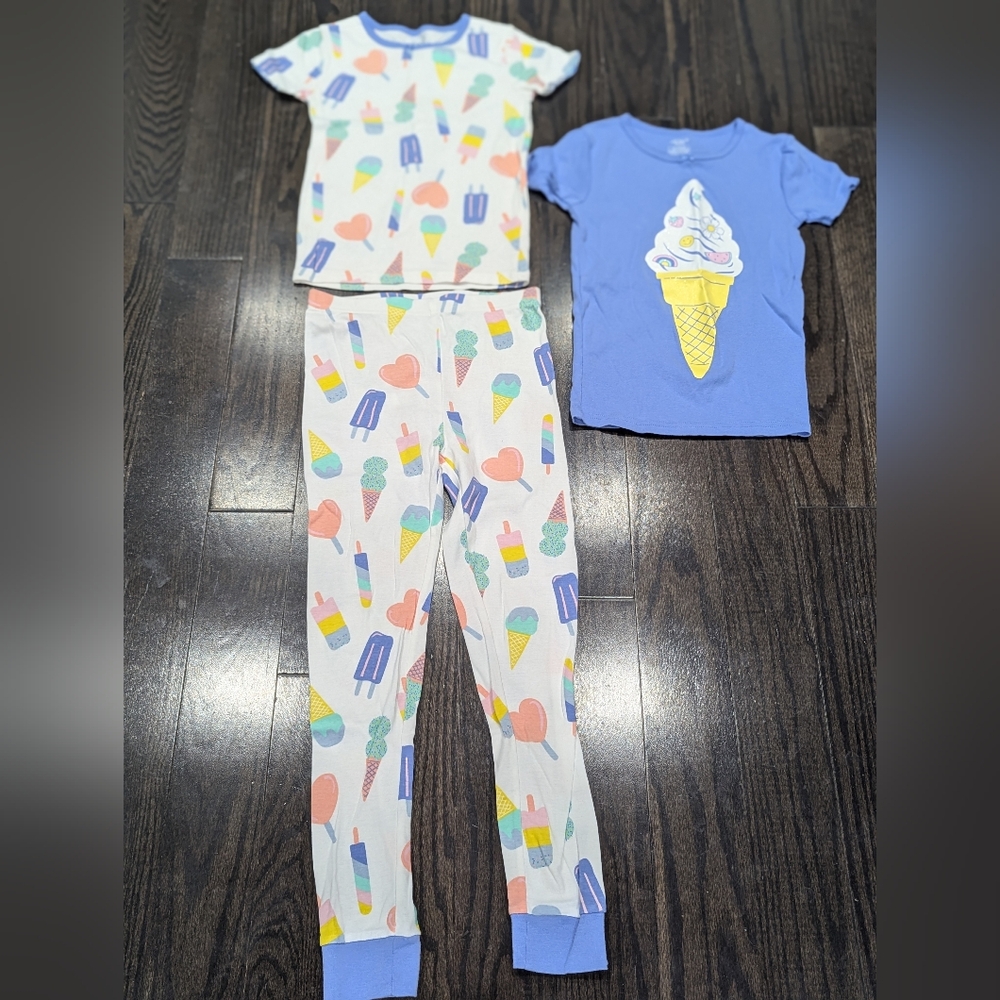 2/$20 Carter's Kids 3 Piece Pajamas Size 8 Ice Cream Popsicle Print